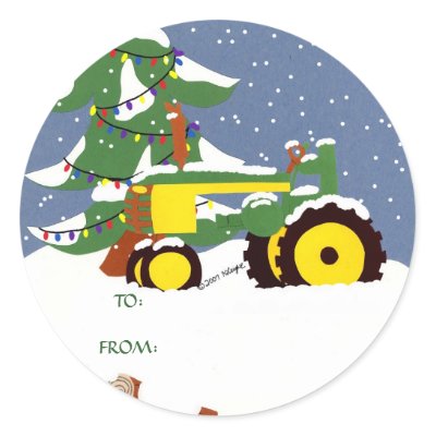 Tractor for Christmas stickers