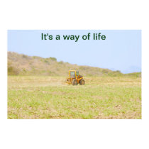 Tractor in a field poster