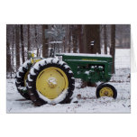 tractor in snow greeting card