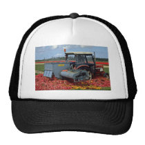 Tractor in the bulb fields, Netherlands  flowers Trucker Hat