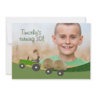 Tractor Invitation: Cute Hay Bale Farm Scene invitation