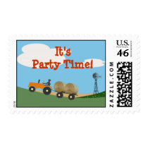 Tractor on the Farm Party Postage: Orange Tractor