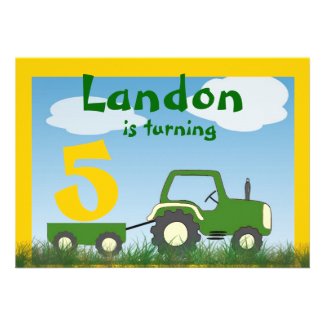 Tractor Party Invitation: Age in Cart