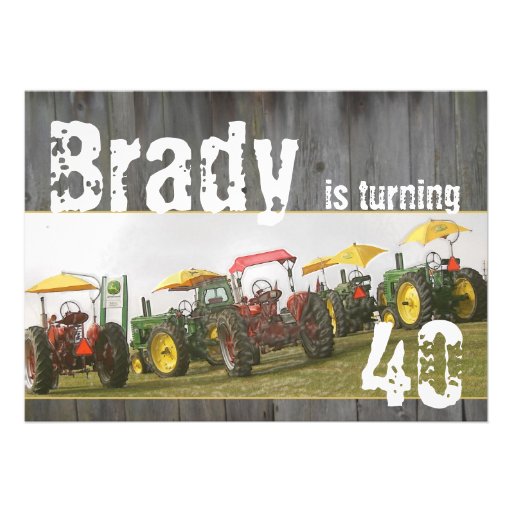 Tractor Party Invitation: Barn wood & tractors