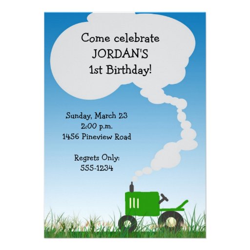 Tractor Party Invitation: Green Tractor