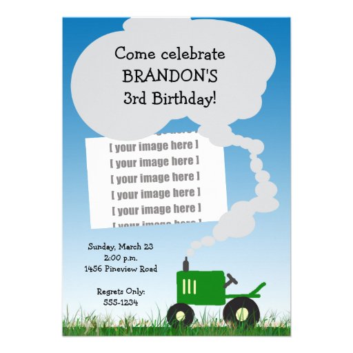 Tractor Party Invitation: Green Tractor, Add Your 