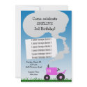 Tractor Party Invitation: Pink Tractor invitation