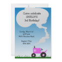 Tractor Party Invitation: Pink Tractor invitation