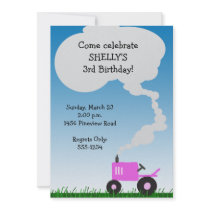 Tractor Party Invitation: Pink Tractor