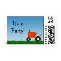 Tractor Party Postage: Red Tractor