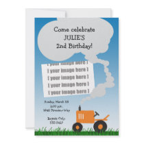 Tractor Photo Invitation: Orange Tractor