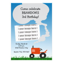Tractor Photo Invitation: Red Tractor