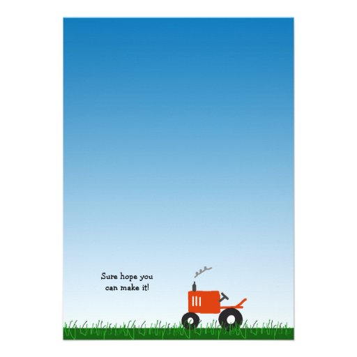 Tractor Photo Invitation: Red Tractor