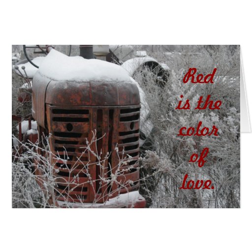 Tractor Valentine Card: Red is the color of love.
