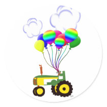 Tractor with Balloons Sticker
