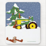 Tractor with Christmas Tree Mousepad