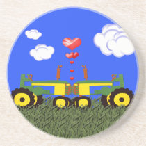 Tractors Kissing 1 Coaster