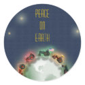 Tractors on Earth Christmas Card Envelope Seal sticker