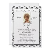 Traditional Black and White Death Announcement