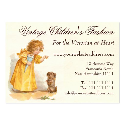 Traditional Children's Clothing Shop, Vintage Fash Business Card