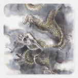 Traditional Chinese Painting, Year Of The Dragon 4 Square Stickers