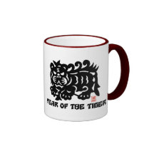 Traditional Chinese Paper Cut Year of Tiger Coffee Mug
