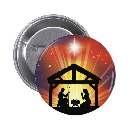 Traditional Christian Christmas Nativity Scene Button Zazzle