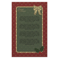 Traditional Christmas Design Customized Stationery