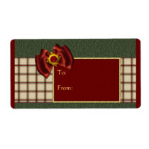 Traditional Christmas design with elegant bow Custom Shipping Labels