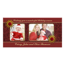 Traditional Christmas Design with Ornaments Photo Card Template