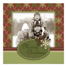 Traditional Christmas Photo Card Square Announcement
