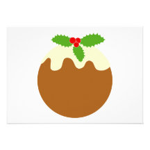 Traditional Christmas Pudding. On White. Announcement