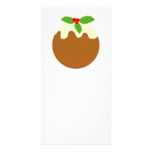 Traditional Christmas Pudding. On White. Customized Photo Card