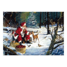 Traditional Christmas Santa in the Park Custom Announcements