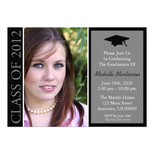 Traditional Class Of 2012 Graduation (Black) Announcement (front side)