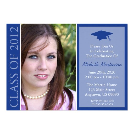 Traditional Class Of 2012 Graduation (Navy Blue) Personalized Invitations