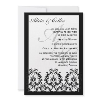 Traditional Damask Monogram Wedding Invitations invitation