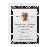 Traditional Death Announcement Card invitation