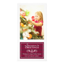 Traditional Elegant Berry & White Christmas Photo Custom Photo Card