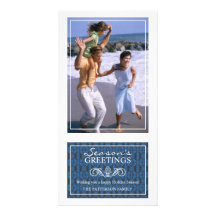 Traditional Elegant Blue & White Photo Greeting Customized Photo Card