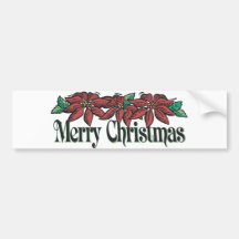 Traditional Flowers Merry Christmas Bumper Stickers