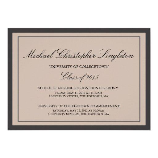 Traditional Formal University Graduation Events Invitation (front side)