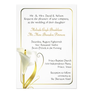 Traditional Ivory Calla Lily Wedding Invitation