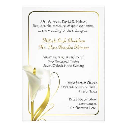 Traditional Ivory Calla Lily Wedding Invitation
