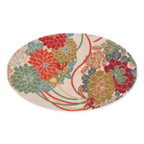 Traditional Japanese fabric design Oval Sticker