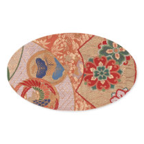 Traditional Japanese fabric design Oval Sticker