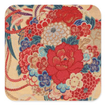 Traditional Japanese fabric design Square Sticker