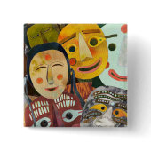 Traditional Korean Masks Button button