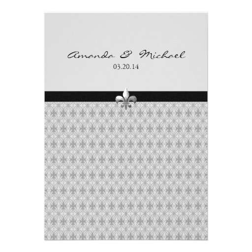 Traditional Modern Fleur de Lis Pattern Wedding Invitation