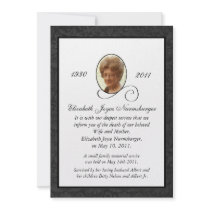 Traditional Photo Death Announcement Card